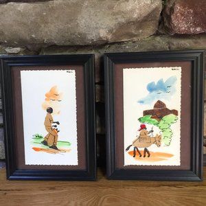 Watercolor Art Haiti Original Framed Ethnic Lot 2